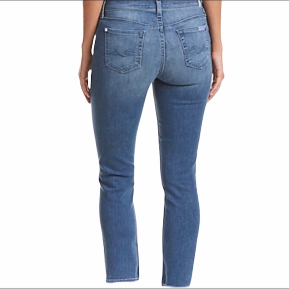 7 For All Mankind Jeans Sz 27 Blue Ankle Crop Roxanne Skinny Leg - Picture 1 of 9